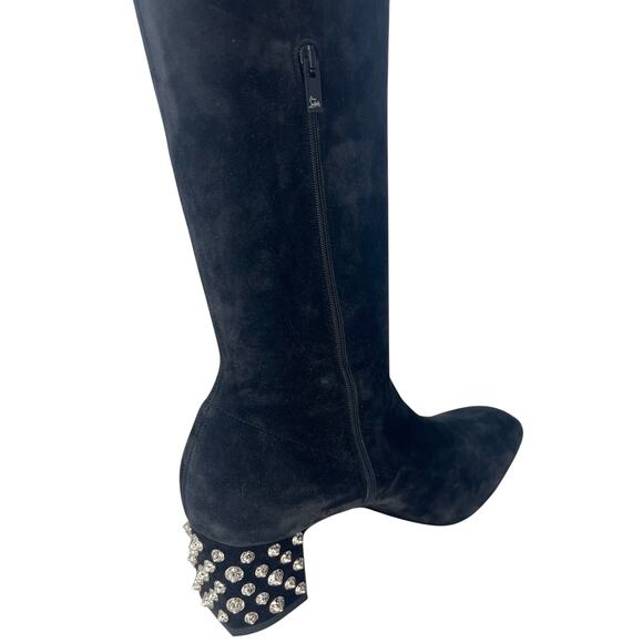 Christian Louboutin Veau Velours Spiked Study Stretch 55 Over The Knee Boots - Picture 12 of 16